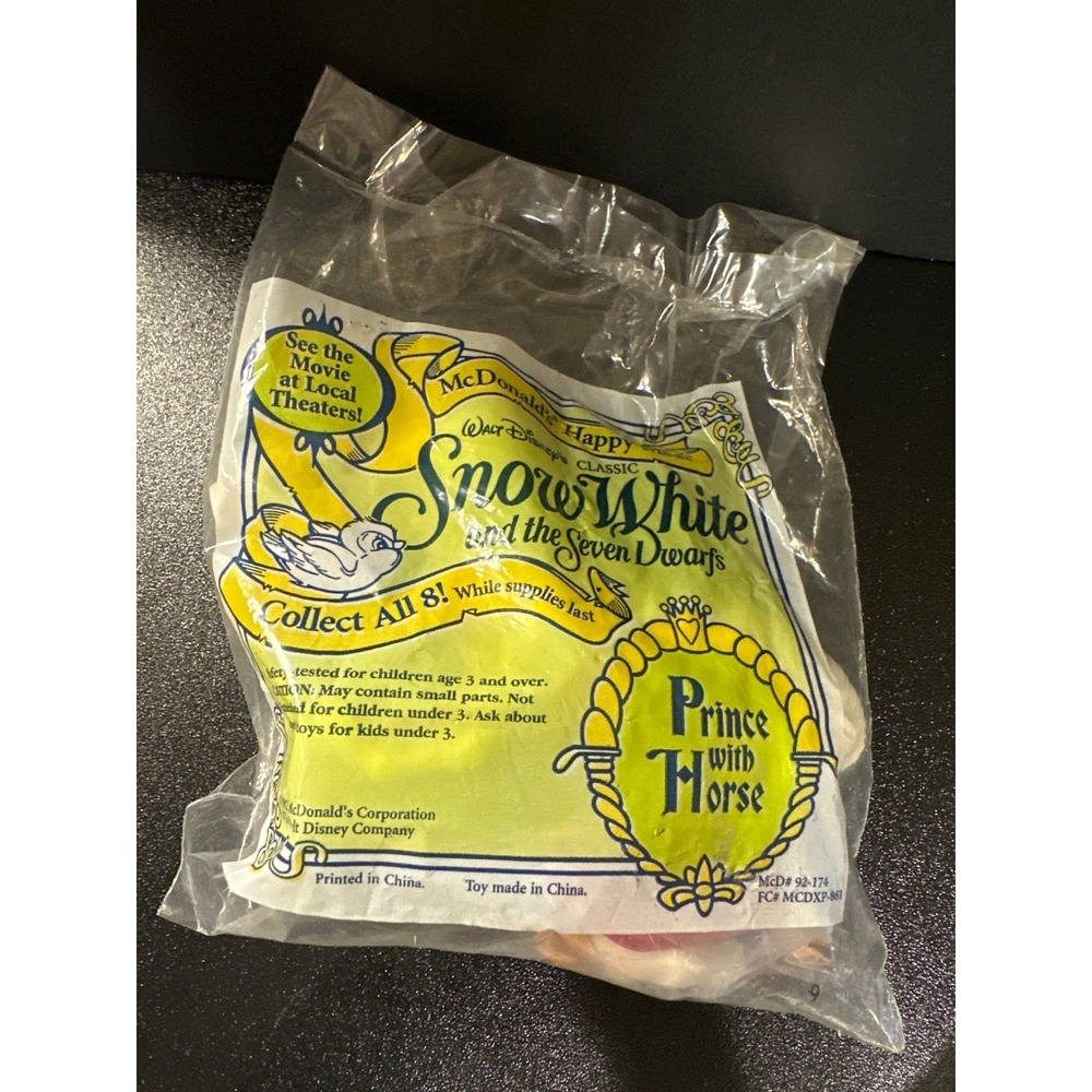 1992 McDonald's Snow White Prince with Horse Toy Sealed Vintage Disney Happy Mea